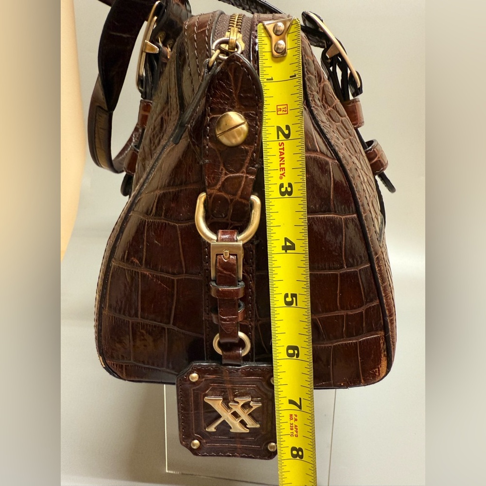 MAXX CROC Y2K genuine leather satchel bag burgundy brown - Picture 7 of 17